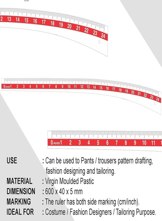 NTGS Tailoring Stitching Fashion Designing Scale Set of 4 (Tailoring Ruler 24 inches-Set of 4-WHITE) - Image 2